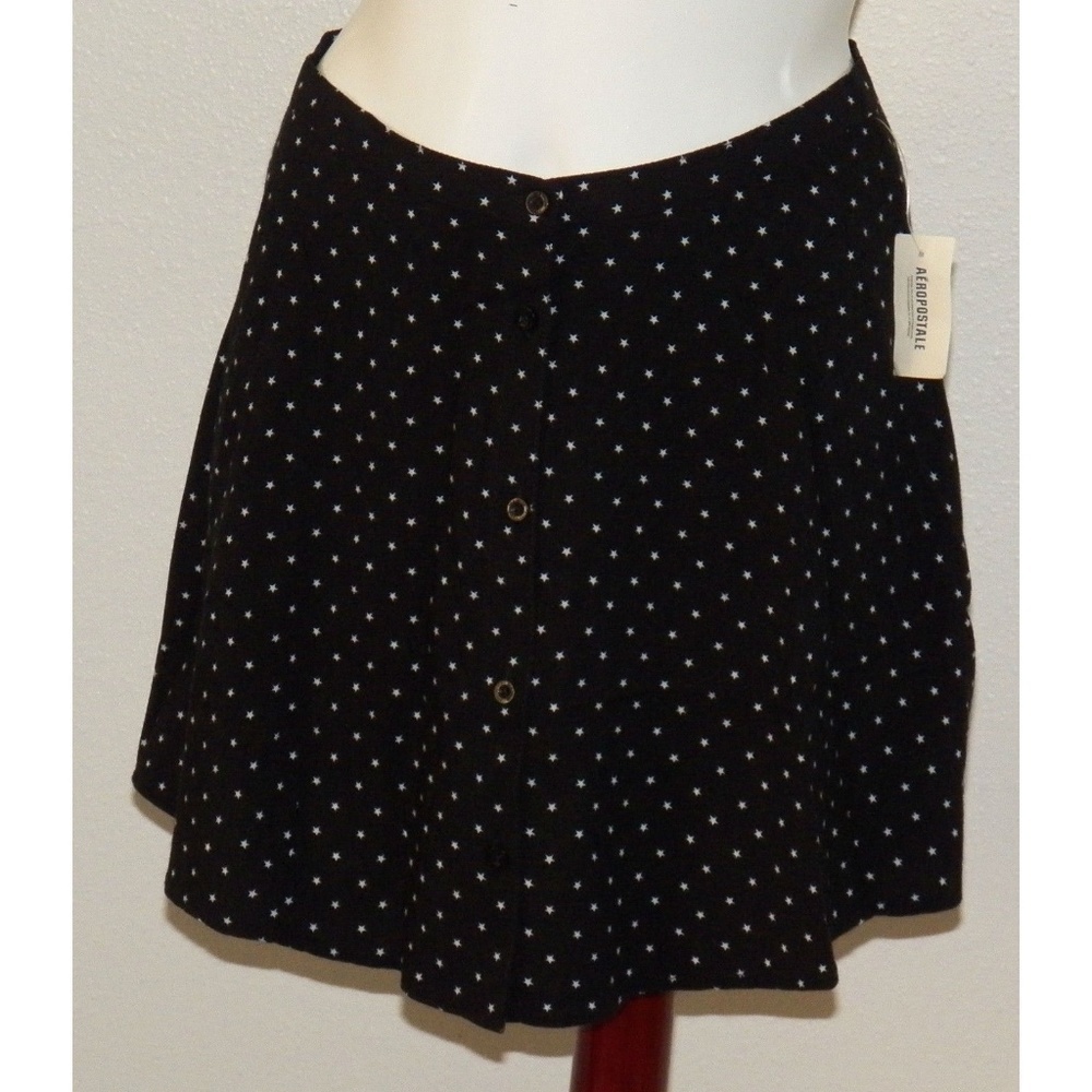 NWT Aeropostale Black Skirt Girls Youth Size Small White Stars Rayon